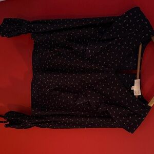 J.O.A. Black Blouse with Delicate Patterns